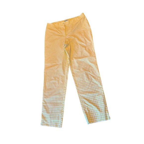 J.McLaughlin Yellow Gingham Womens Pants Size 4 Cotton & Spandex Preppy - Picture 1 of 7